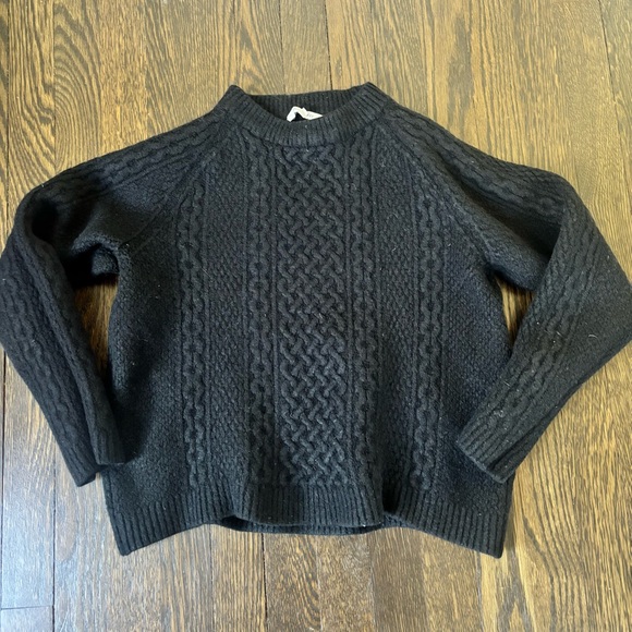 Emerson Fry Fisherman Sweater Size L Black Made In USA Extrafine Wool See Desc - Picture 1 of 6